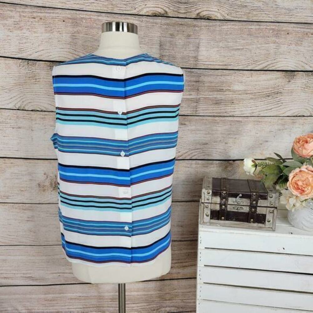 Equipment Femme Reagan Bright‎ Blue Multi Top Silk Size Medium - Picture 3 of 6